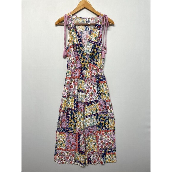 by Anthropologie Patchwork Wide Leg Jumpsuit Size XS X-Small Boho Floral M267 -9 - Picture 1 of 16